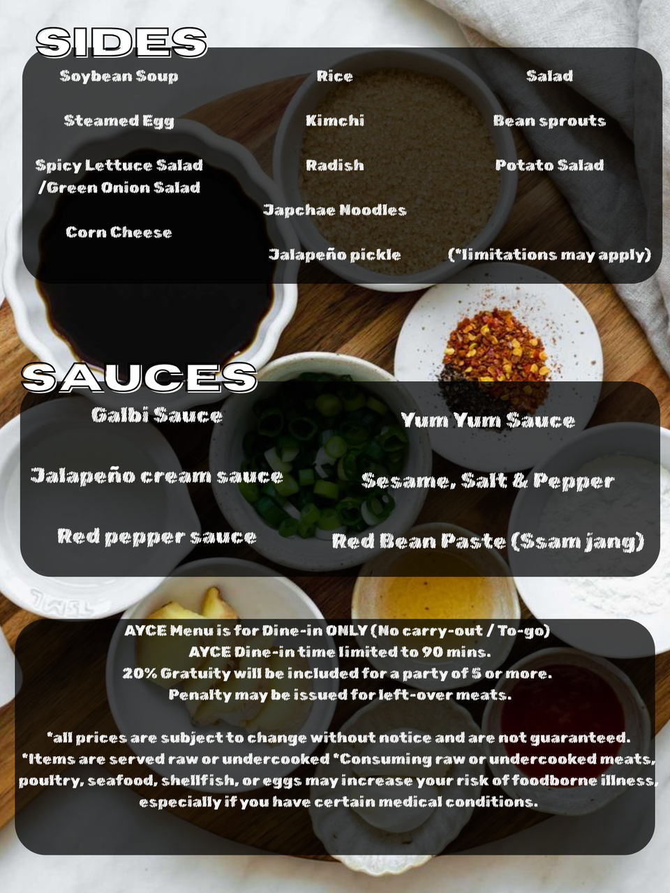 Sides   sauces