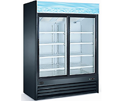 Commercial Restaurant Reach In Cooler Refrigerator or Freezer Display Merchandizer with Two Sliding Glass Doors