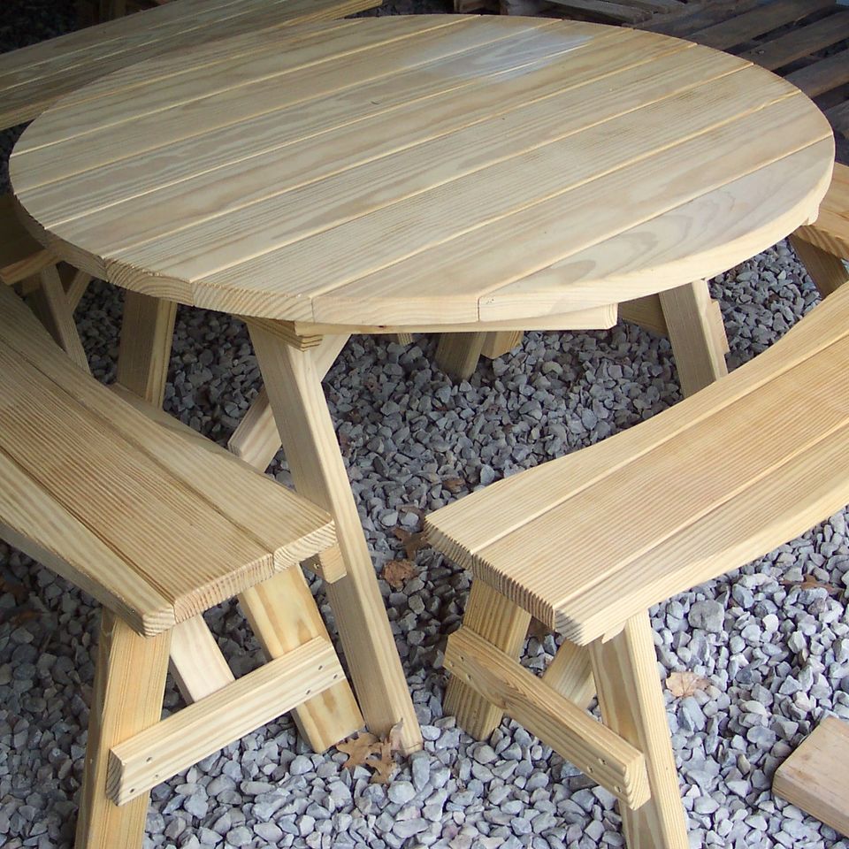4ftroundpicnictablewith36incurvedbenches