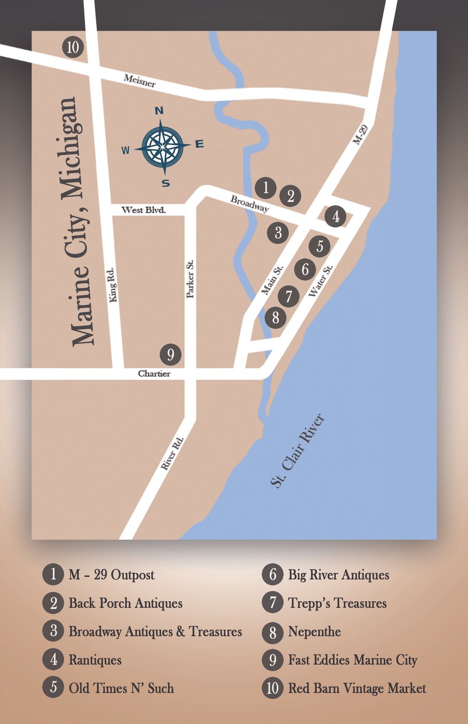 Antique shops flyer 8x5 back