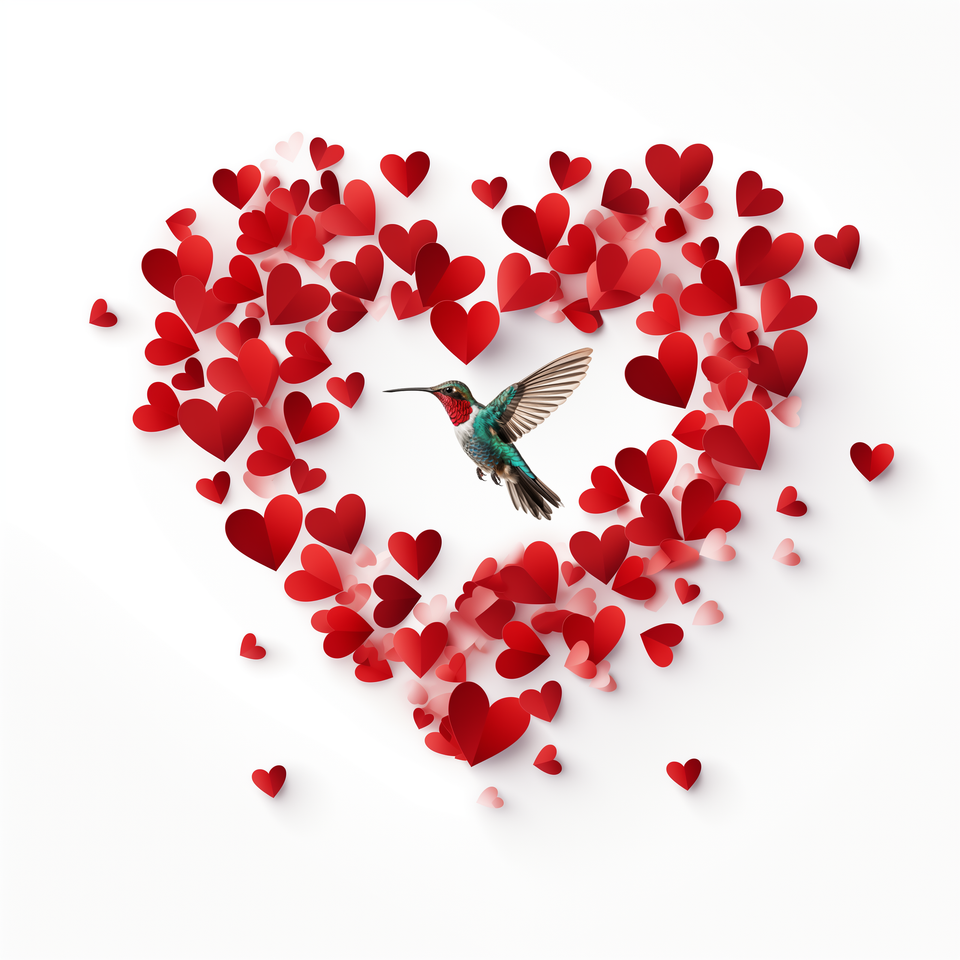 Heart wreath with hummingbird copy
