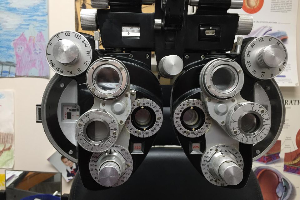 Close up of phoropter In a family eye-care center