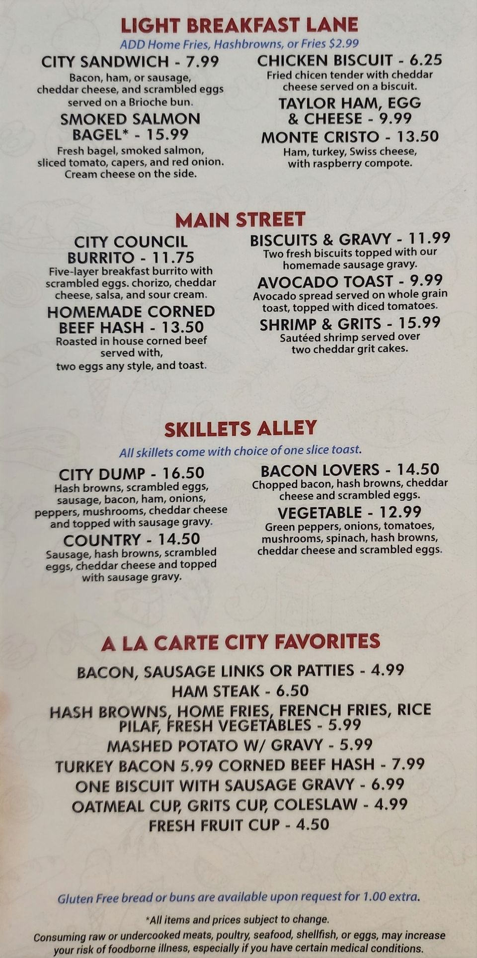 City diner menu 2