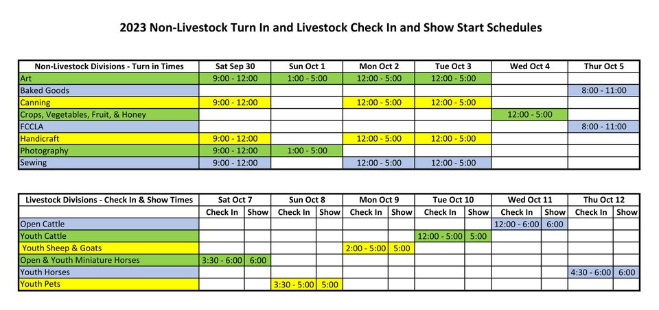 Livestock exhibit   livestock submission schedule 2023