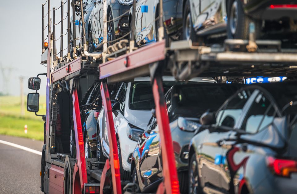 Car carrier semi truck trailer on the road 2023 11 27 05 03 21 utc