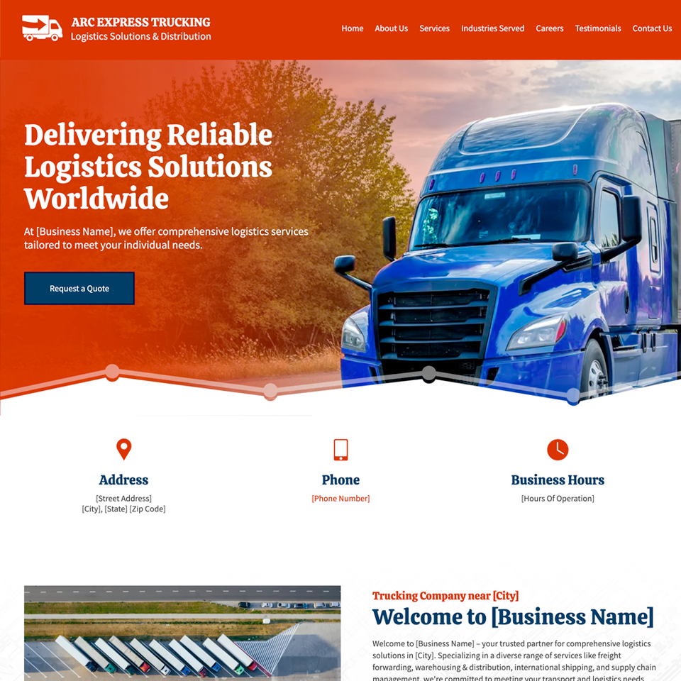 Trucking logistics website design theme