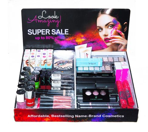 Large counter top displays that nicely showcase your makeup, cosmetics, skincare, personal care, health and beauty products and more.