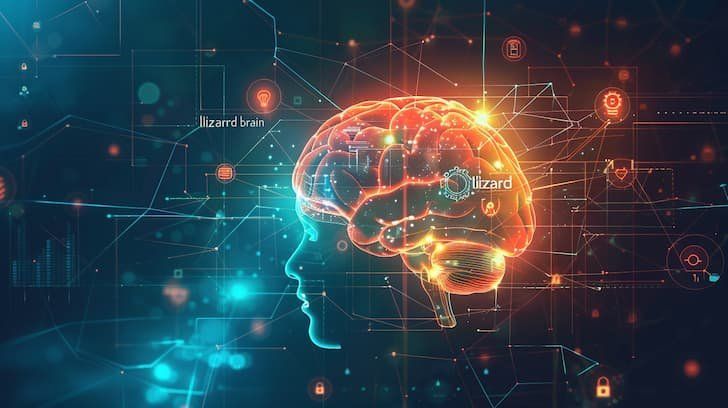 A digital picture of the brain symbolizing the "lizard brain" 