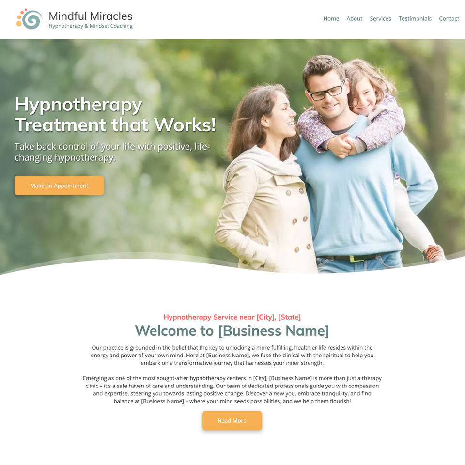 Hypnotherapy website design theme