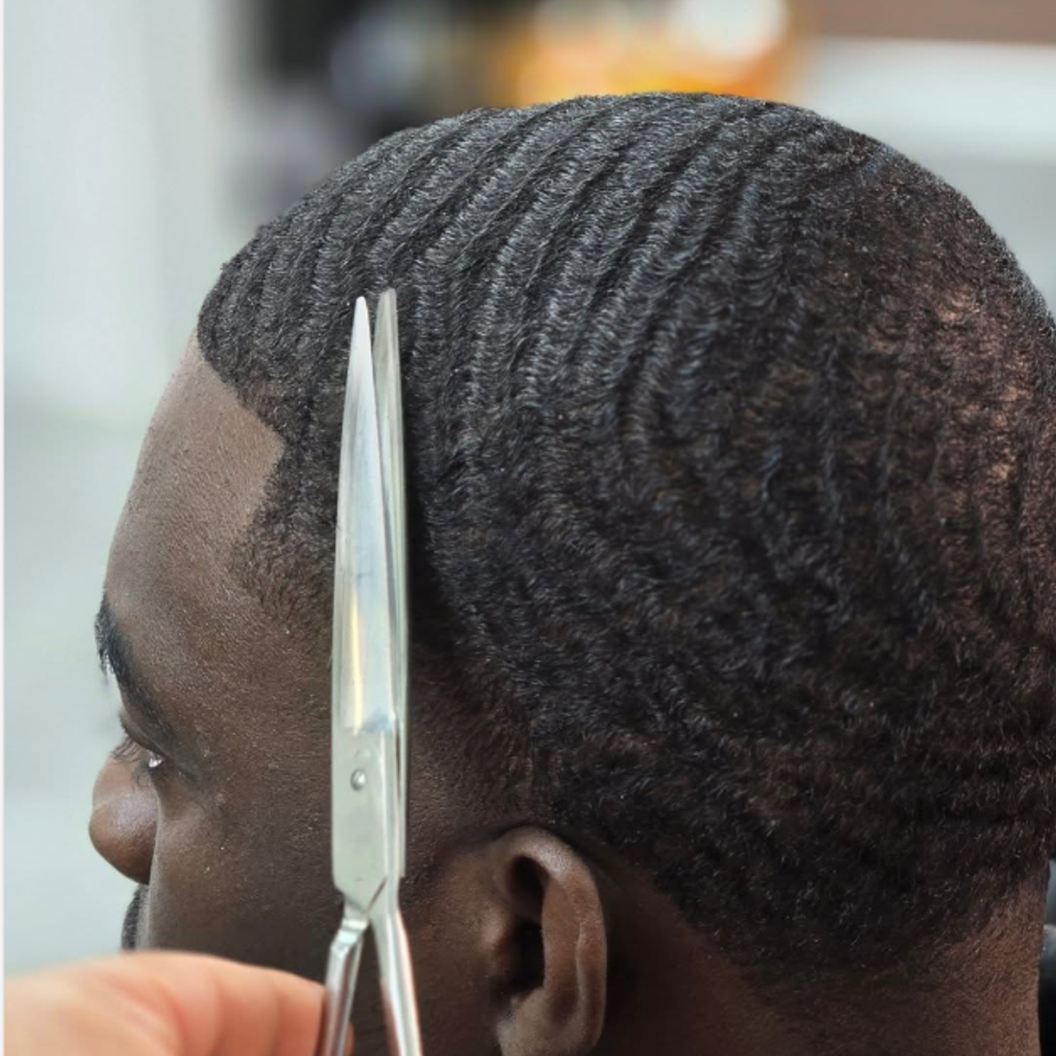 Barbershop Client with Waves Bronx