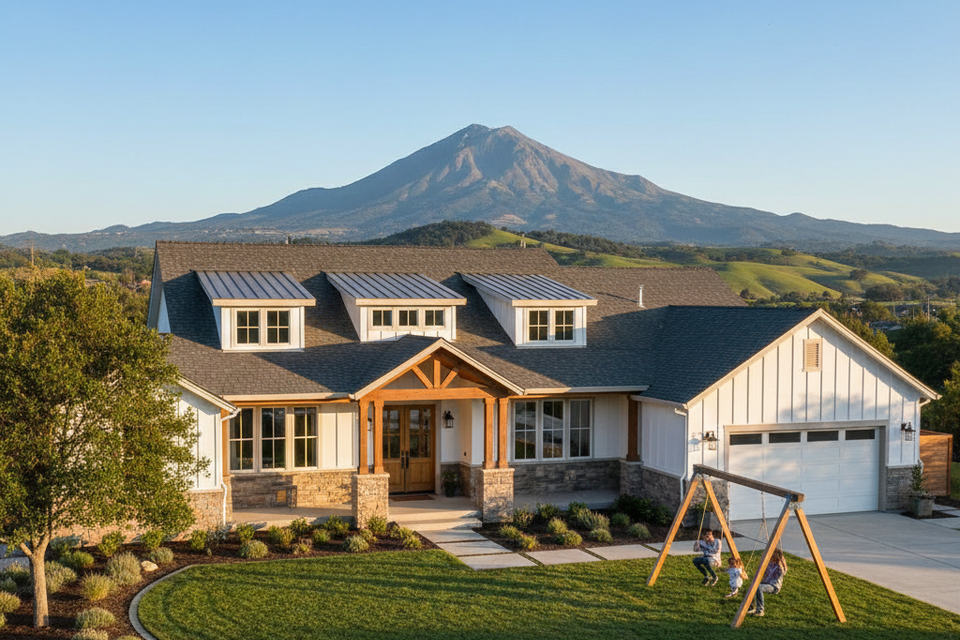 Modern residential home in Concord CA featuring high-quality flooring installation by Concord Carpet And Hardwood with a view of Mt. Diablo.