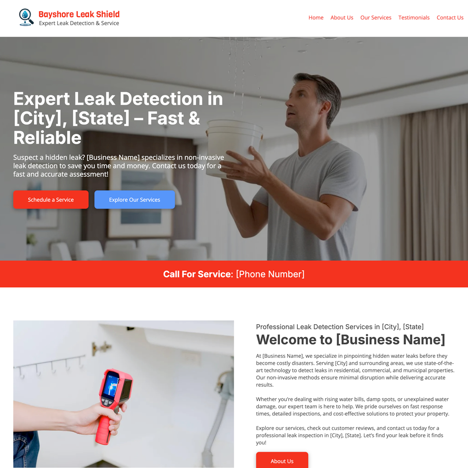 Leak detection website design theme