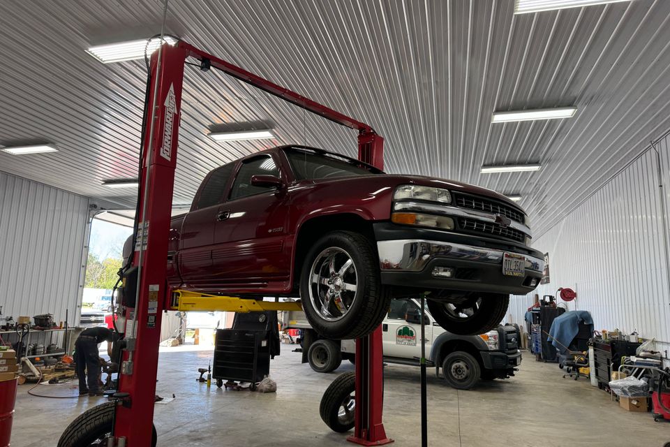 Truck on lift