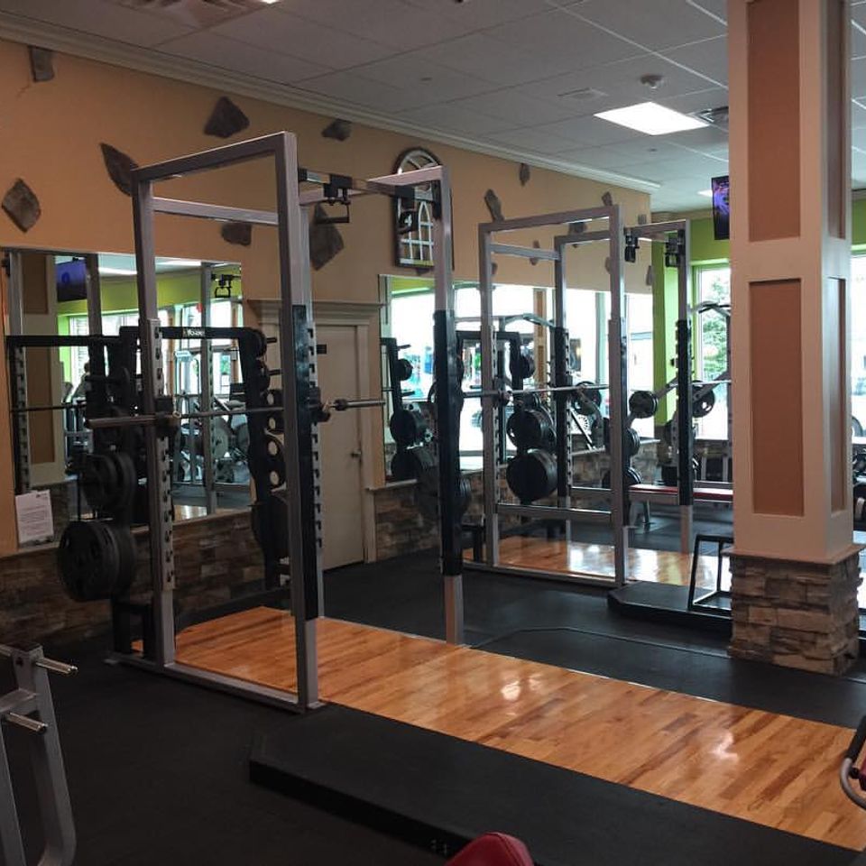 The squat racks at Maximus Gym in Riverhead