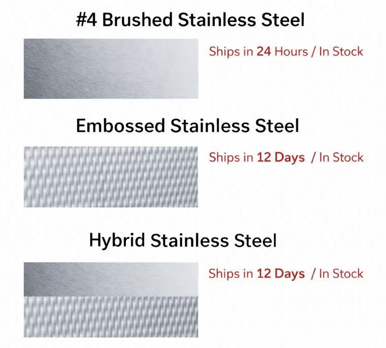 Available options for stainless steel by Pabst Leyton