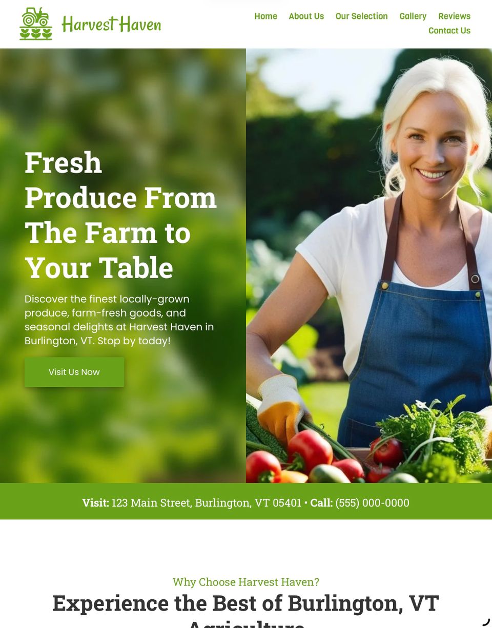 Sample farm to table website design by NoticeEdge