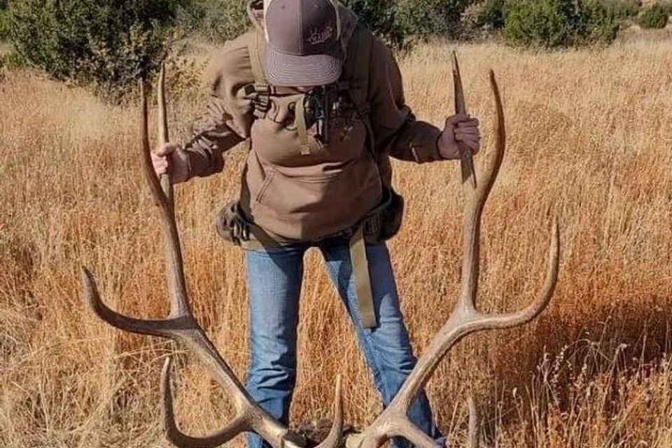 Helen admiring dj's bull elk 2021