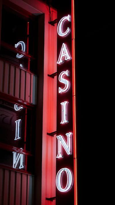 Neon vertical sign saying "Casino" 