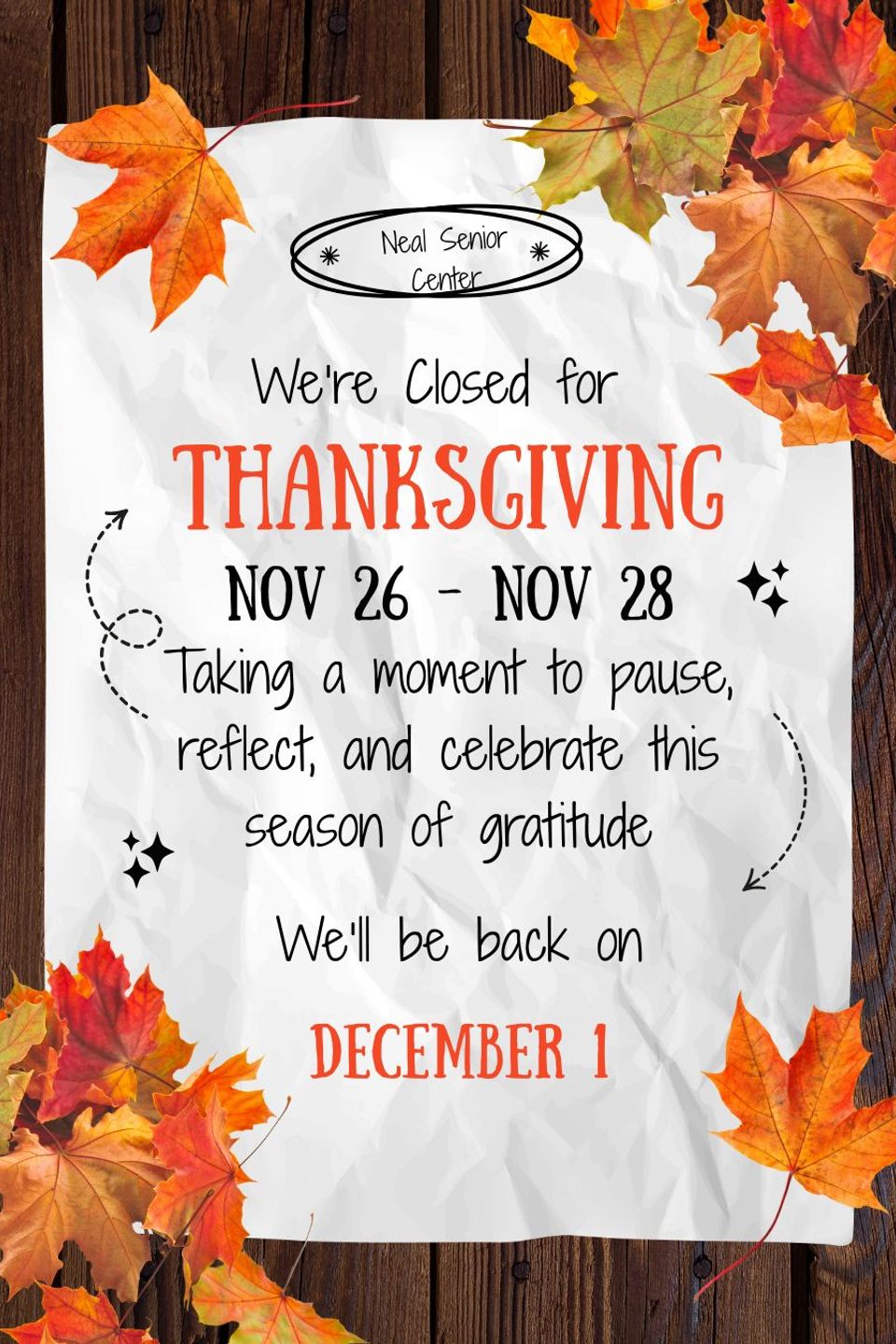 Orange and black grunge illustrated closed for thanksgiving instagram post