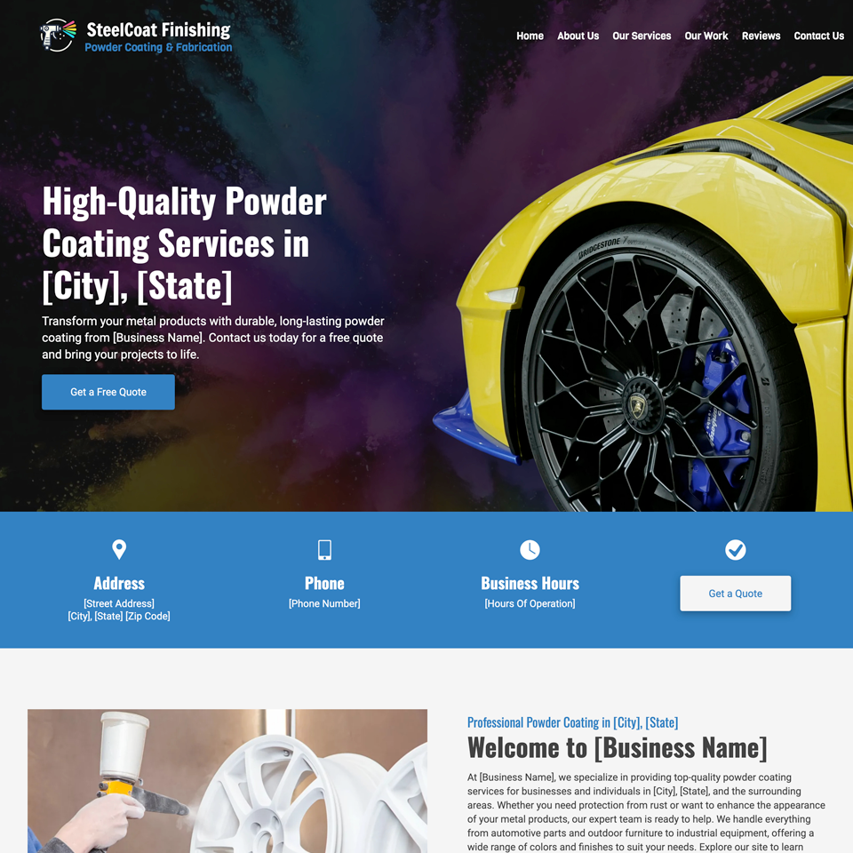 Powder coating website design theme