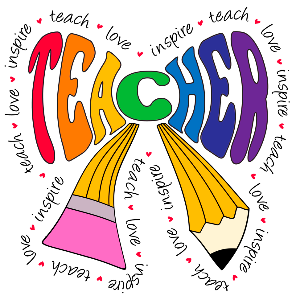 School   teacher pencil rainbow bow