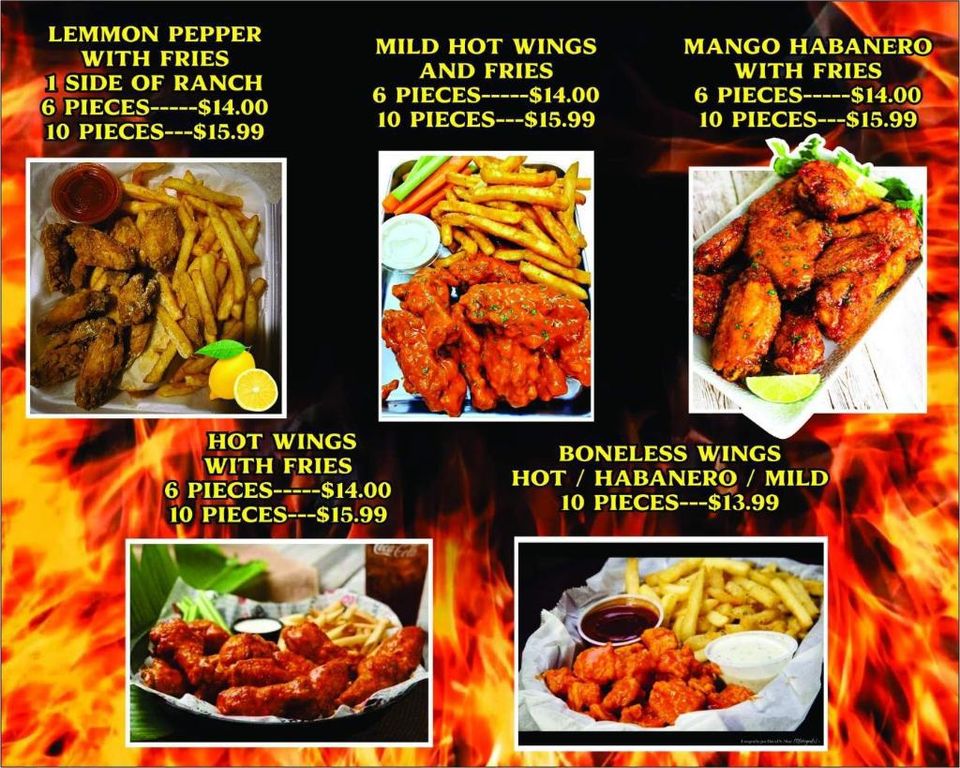 Chicken wings menu
