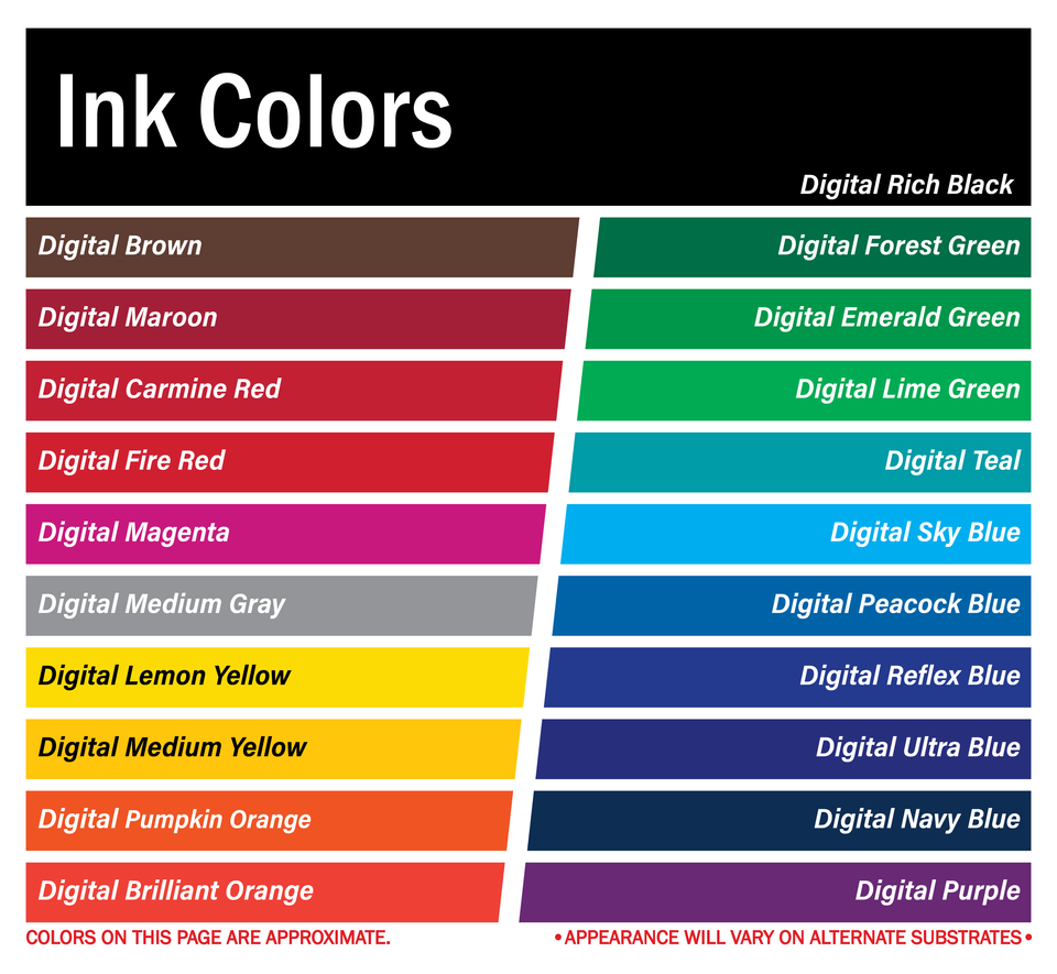 Screen digital printedcolorchart 2024 pms