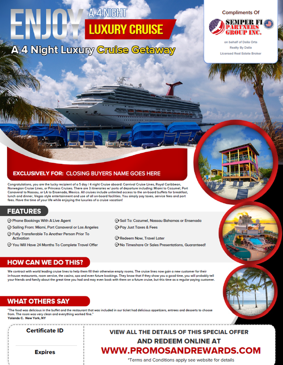 Cruise voucher sample