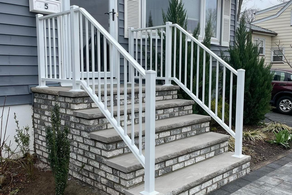 house with custom stairs and walkway