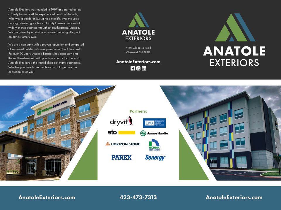 Anatole exteriors trifold brochure