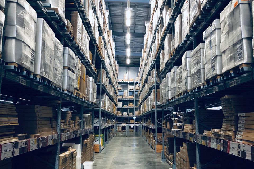 Shot of a packed warehouse