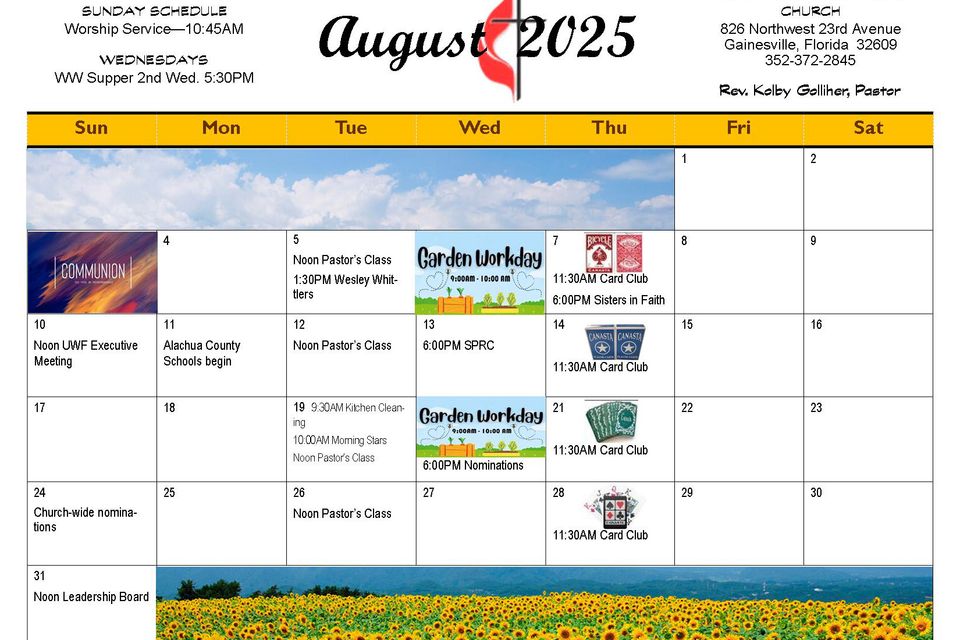 August 2025 calendar