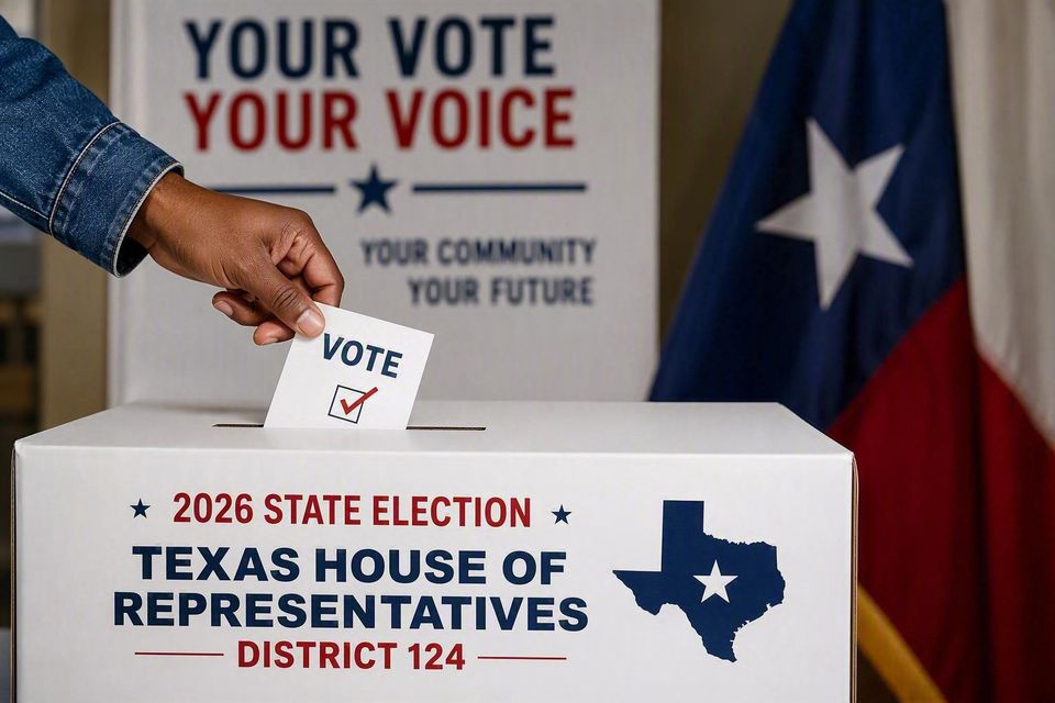 This photo represents voting in the 2026 election in TX HD 124