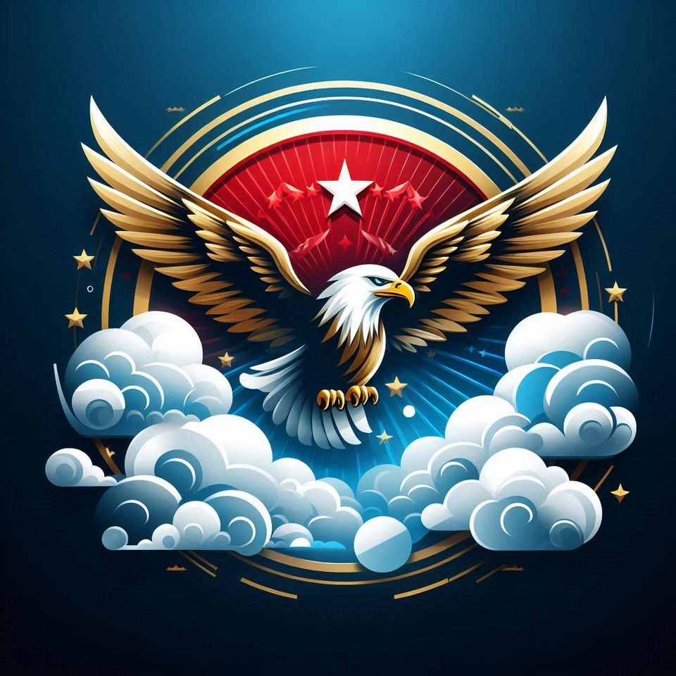 Skyhigh theme with cloud like elements with a soaring eagle  no typography  infuse marine corp elements  with red blue and gold colors. keep it clean and sleek and professional (2)