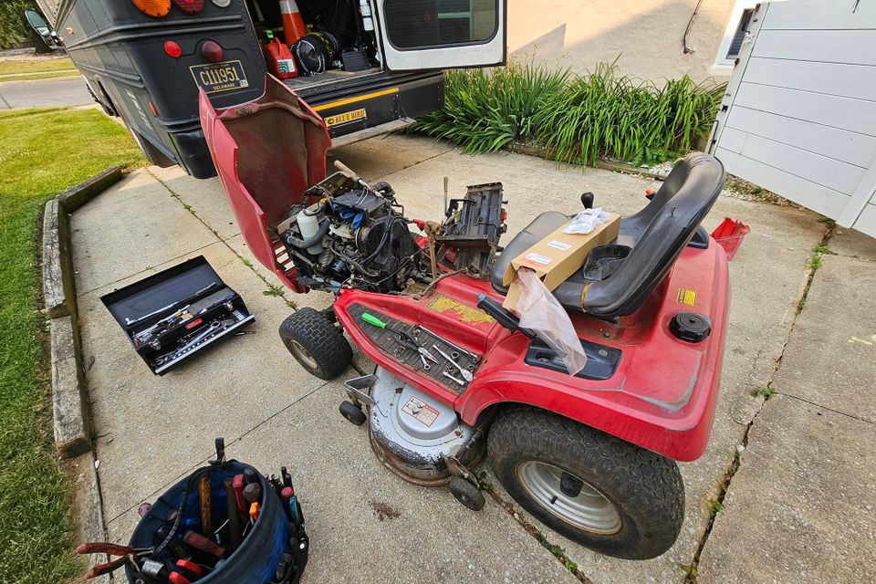 Red riding mower