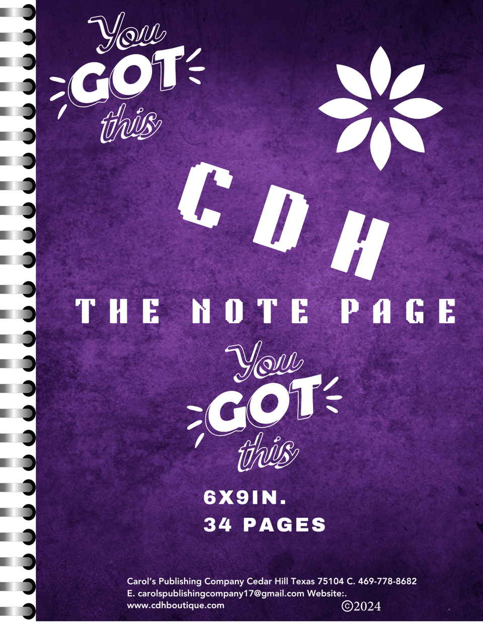 6x9in. 34 pages spiral notebook