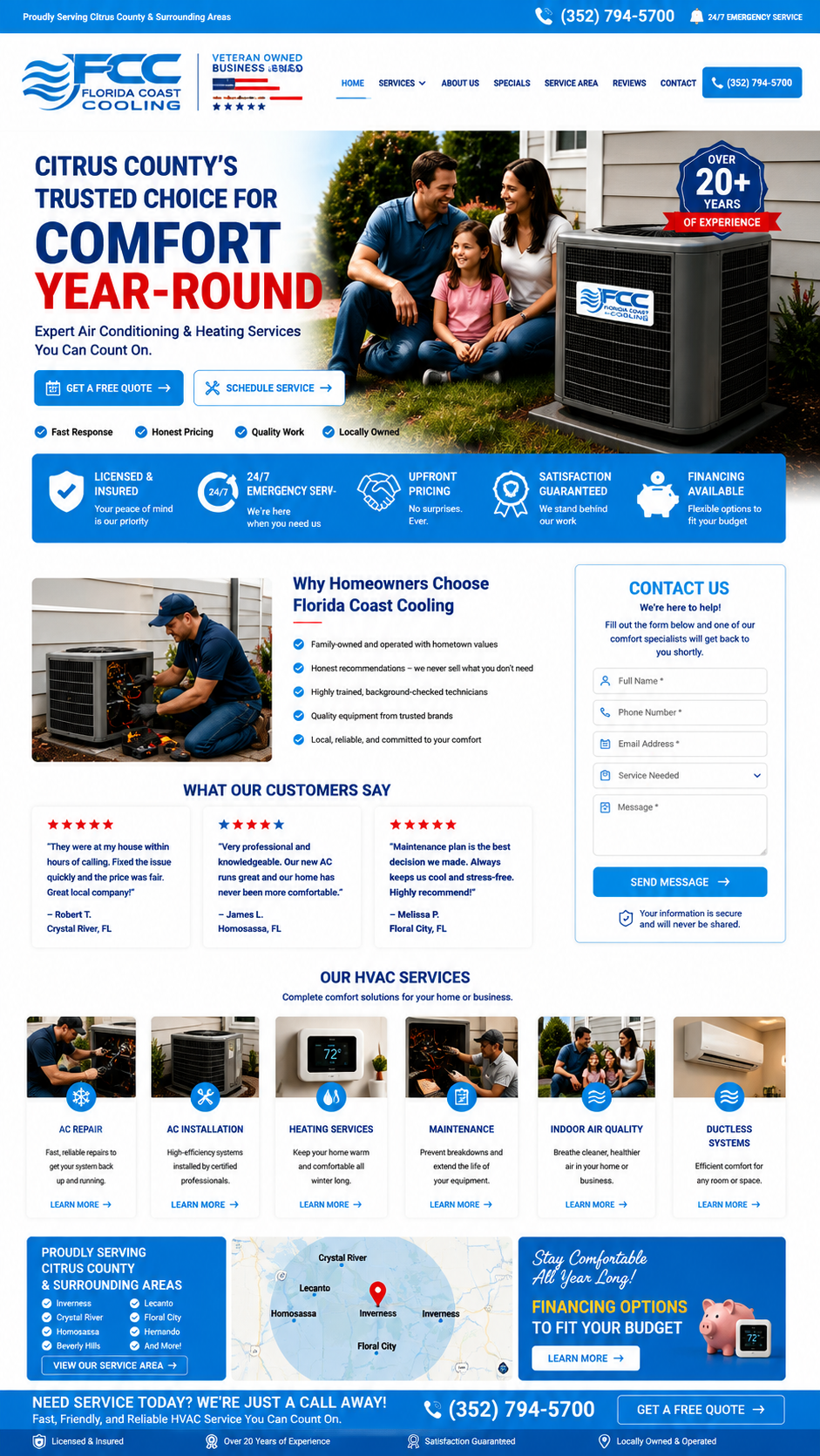Florida coast cooling website mockup 1