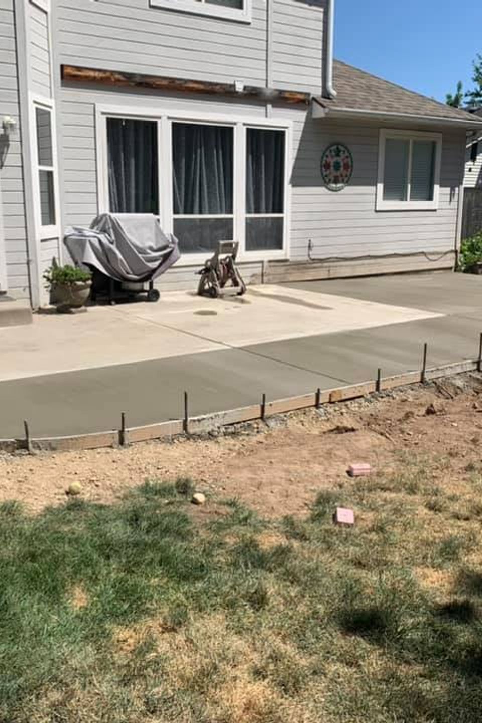 Setting up concrete patio in Boise Idaho