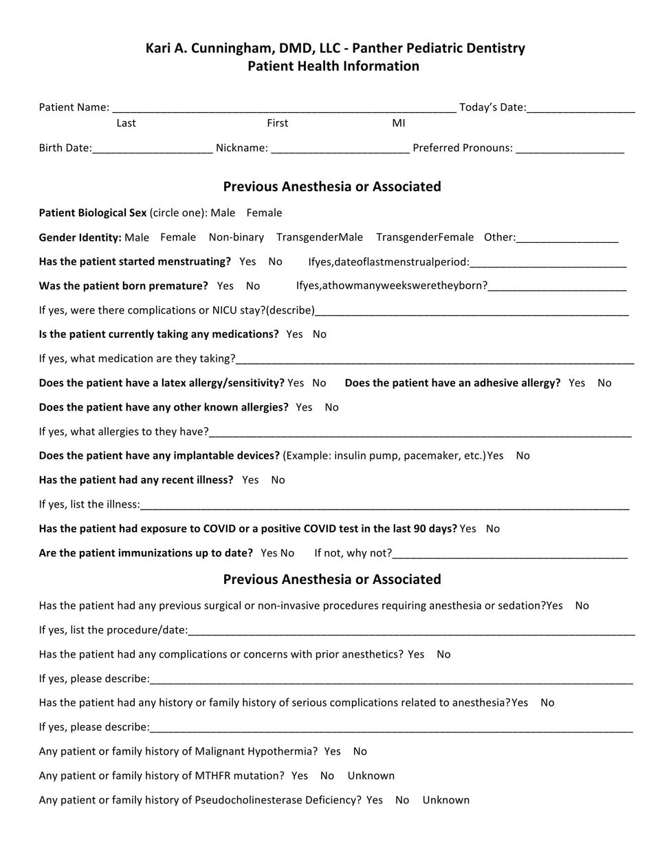 2026 np med hx paperwork