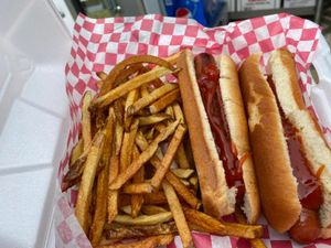 Double ds hotdog and fries