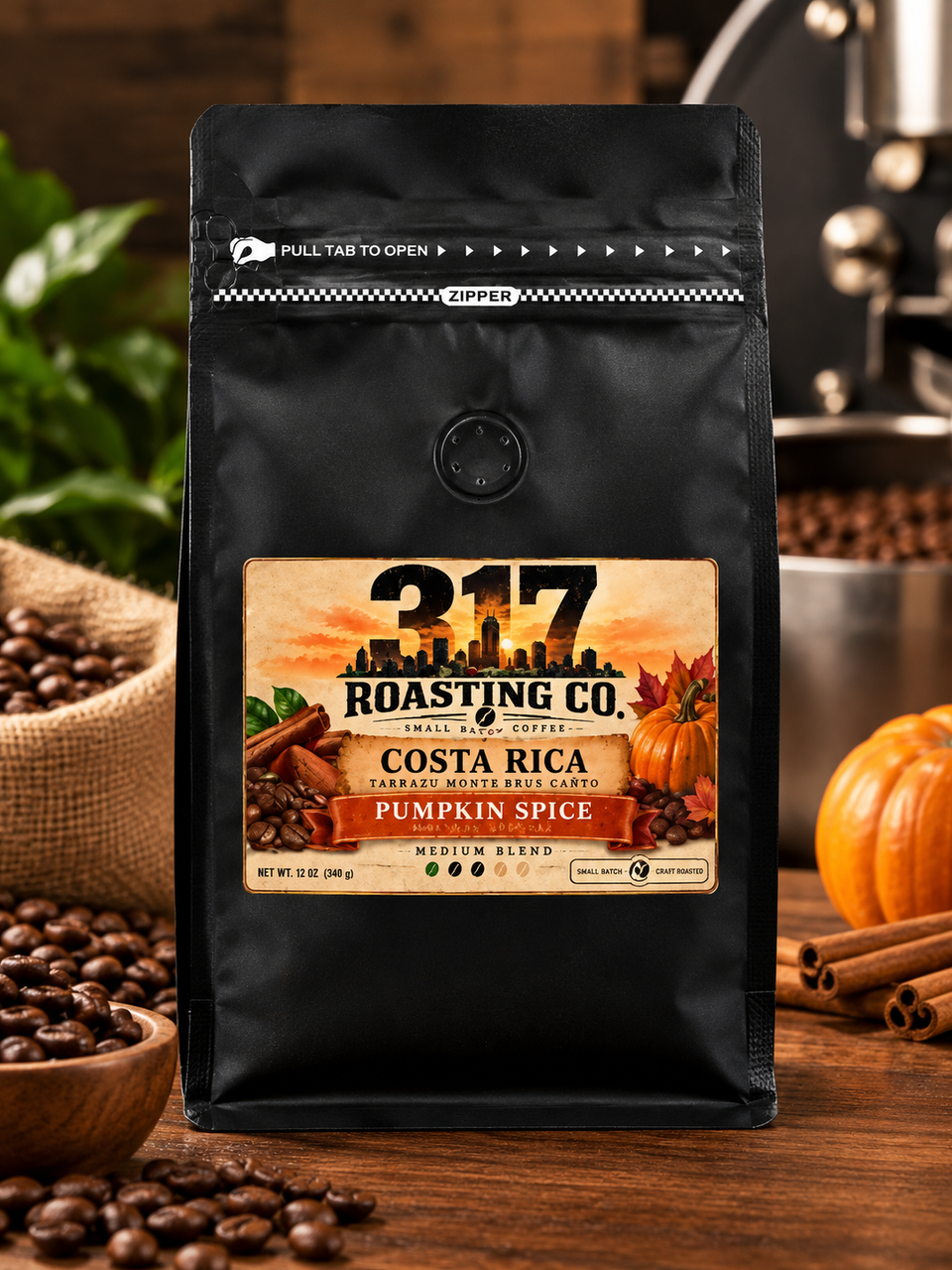 Pumpkin spice costa rica coffee bag