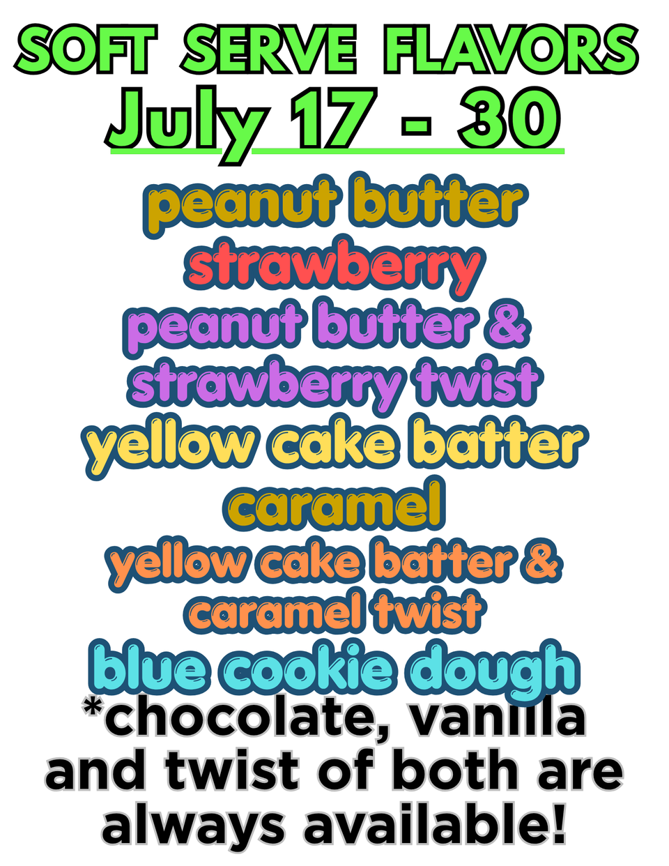 Soft serve flavors (17)