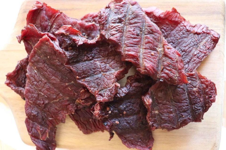 Beef jerky whole muscle rotated