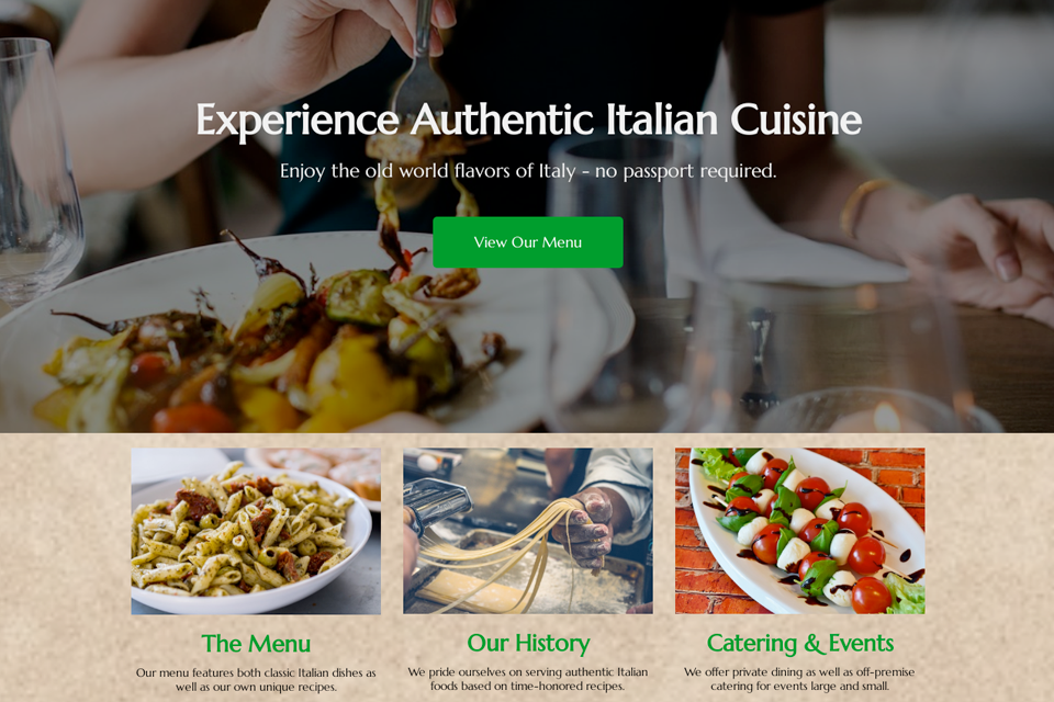 Italian restaurant website design theme original