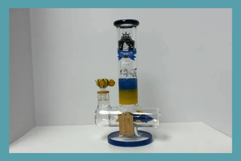 Cheech 14 inch Blue Fish - Water Pipe
