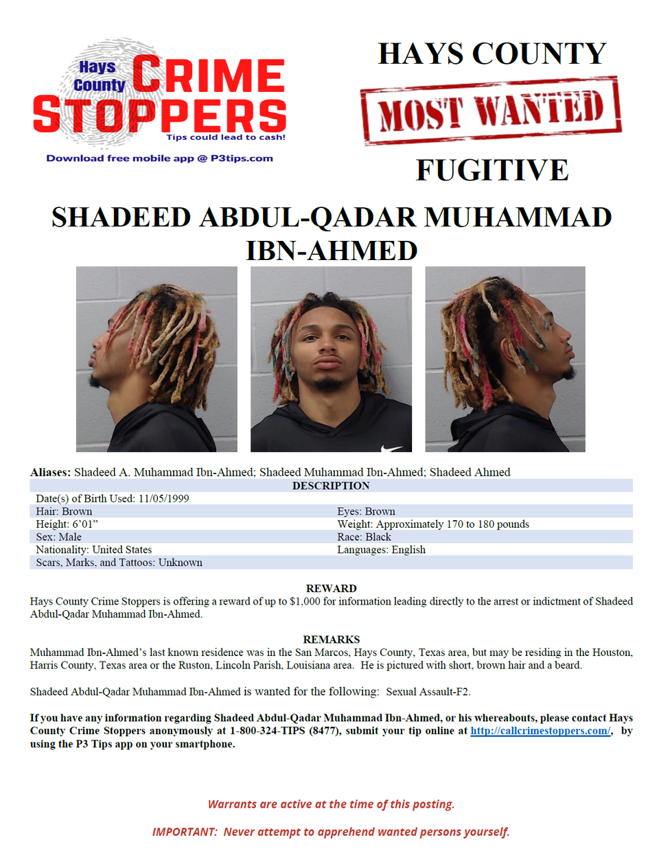 Muhammad ibn ahmed most wanted poster