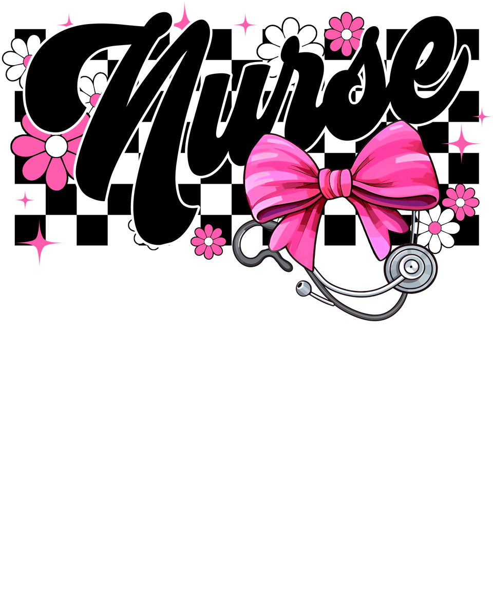 Profession   medical nurse black checkered with pink nurse