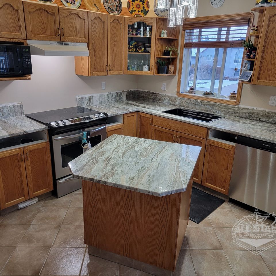 Small island gray kitchen countertop Houston Texas area