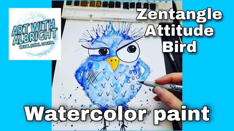 Bird with Attitude watercolor how to paint painting for kids artist Emily Albright