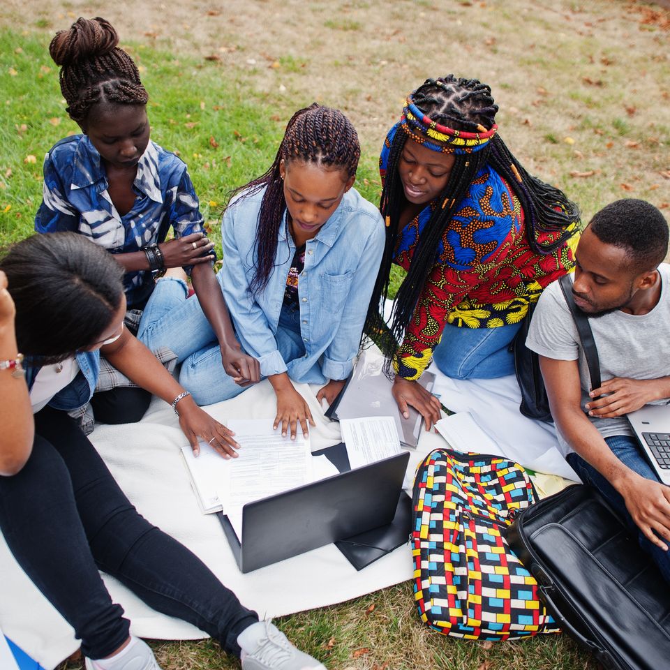 Vecteezy group of five african college students spending time 10500649